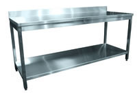 Table inox démontable adossée avec étagère Largeur 1000mm et