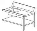 Table d'entre droit avec bac 45x45 et tagre basse Dimensions 120x70x105cm