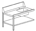 Table d'entre gauche avec bac 45x45 et tagre basse Dimensions : 120x70x105cm