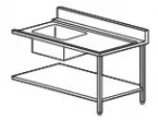 Table d'entre droite avec bac 500x400mm Dimensions : 1300x700x1050mm