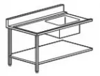 Table d'entre gauche avec bac 500x400mm Dimensions : 1300x700x1050mm