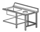 Table d'entre droite avec bac 500x400mm et trou vide-dchets Dimensions : 1300x700x1050mm