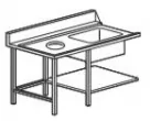 Table d'entre gauche avec bac 500x400mm et trou vide-dchets Dimensions : 1300x700x1050mm